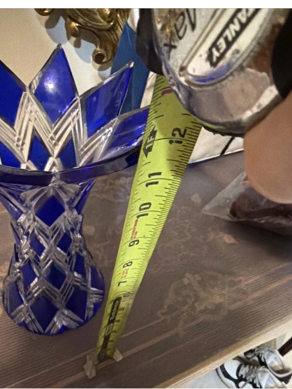 Bohemia Czech BOHEMIAE CAESAR CRYSTAL rare Blue Cut Glass Prague Collector Vase